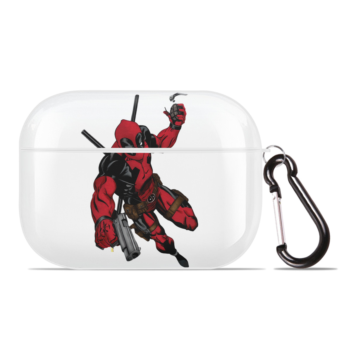 （画像用） Deadpool デッドプール 【AirPods Pro用】ハードシェル保護ケース 耐衝撃・防指紋・カラビナ付き商品仕様