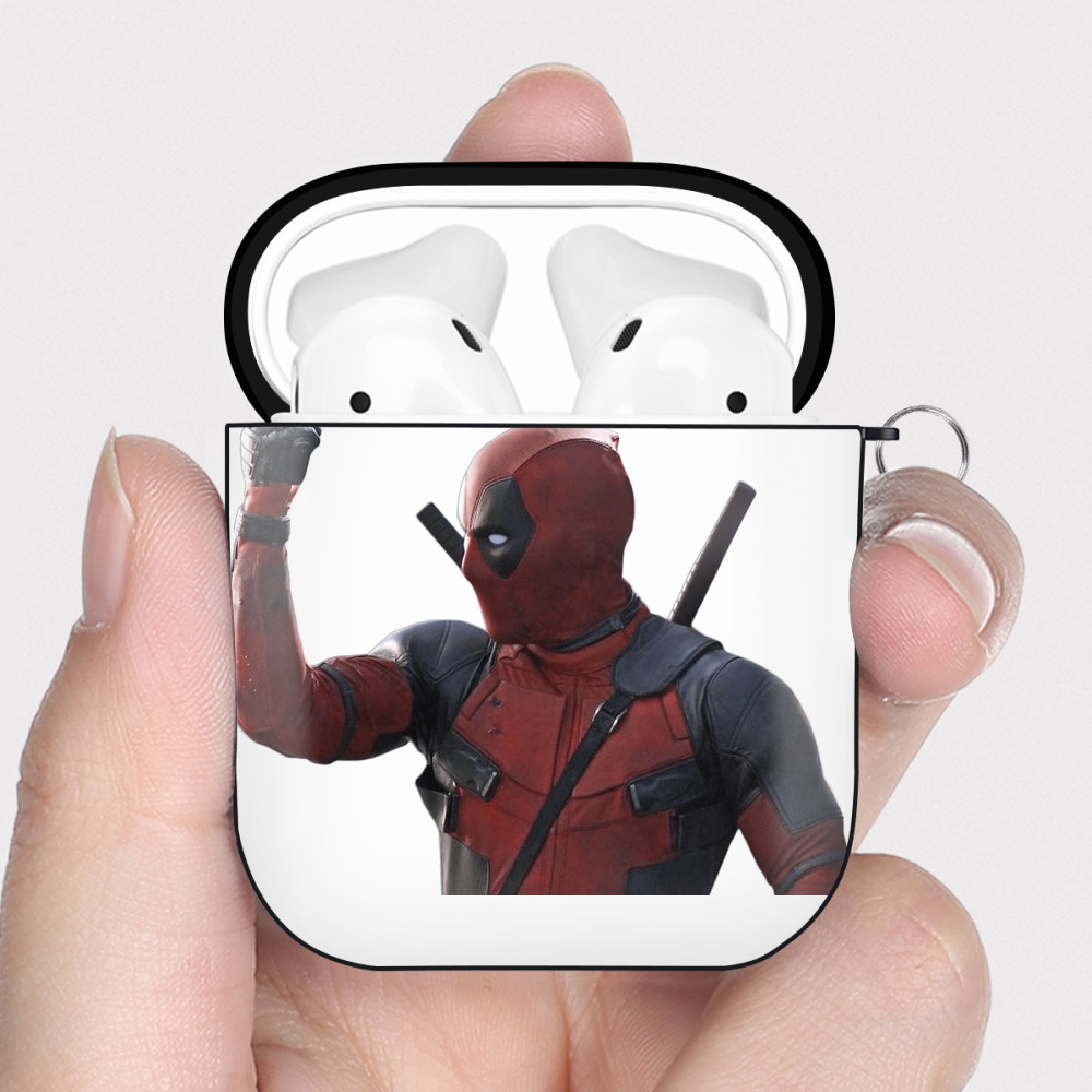 （画像用） Deadpool デッドプール AirPods 第2世代保護ケース ハードシェル ブラック 耐衝撃・防指紋・カラビナ付き