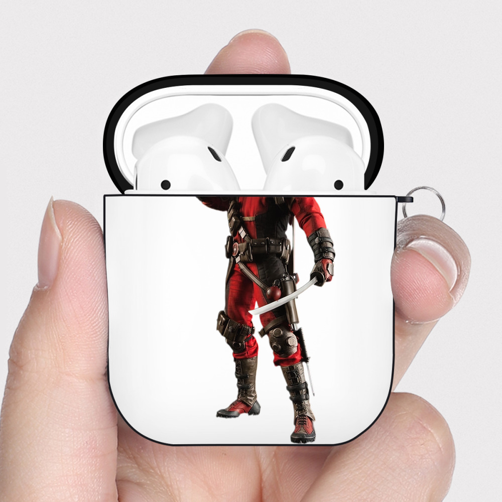 （画像用） Deadpool デッドプール AirPods 第2世代保護ケース ハードシェル ブラック 耐衝撃・防指紋・カラビナ付き