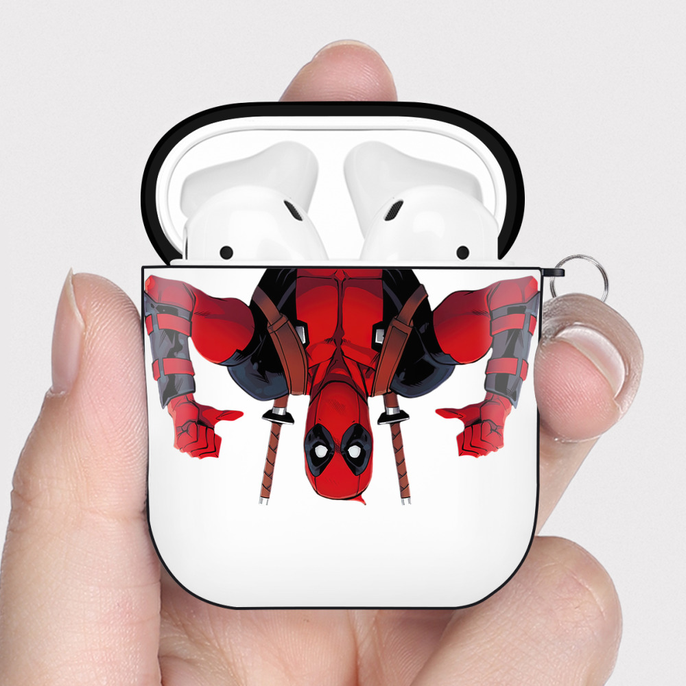 （画像用） Deadpool デッドプール AirPods 第2世代保護ケース ハードシェル ブラック 耐衝撃・防指紋・カラビナ付き