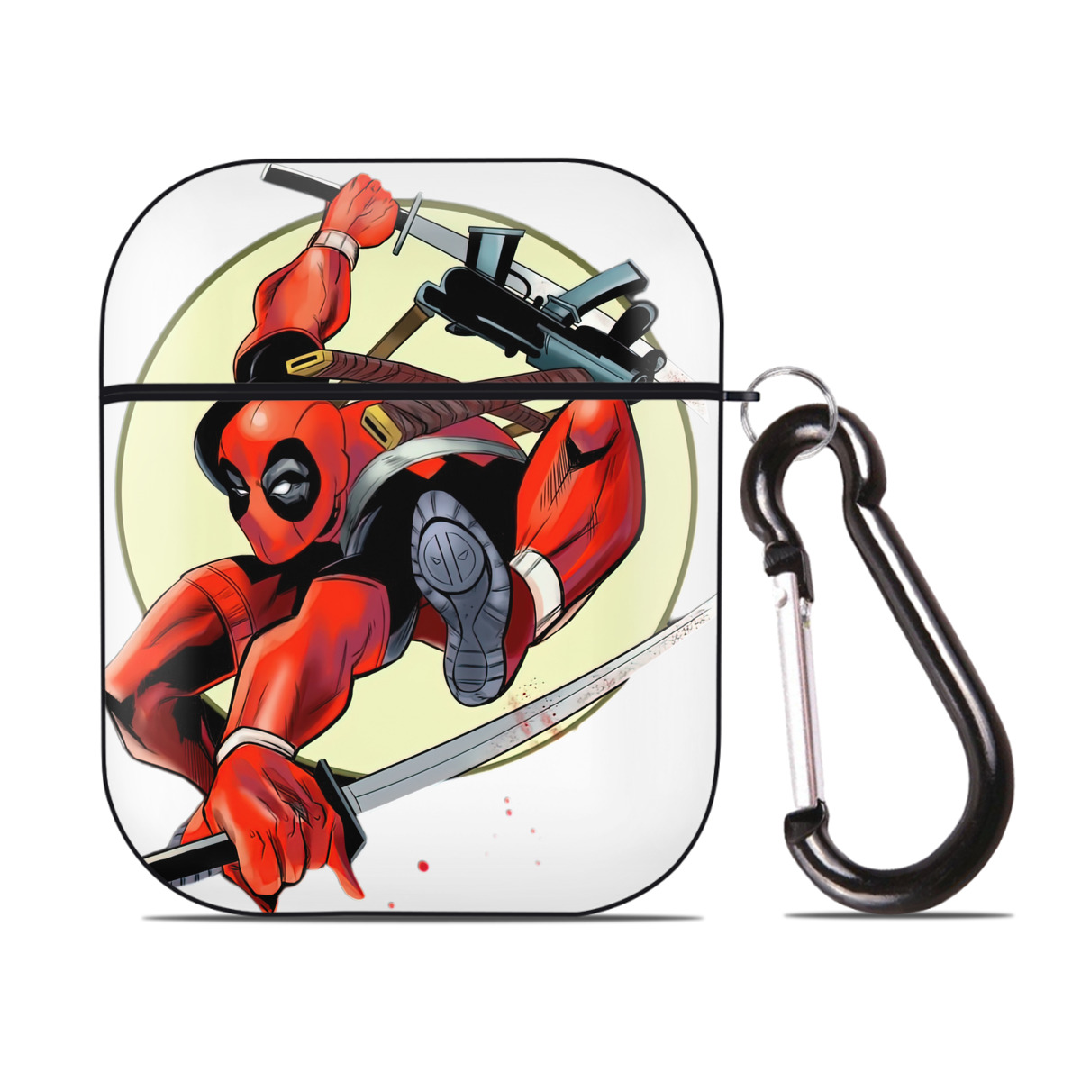 （画像用） Deadpool デッドプール AirPods 第2世代保護ケース ハードシェル ブラック 耐衝撃・防指紋・カラビナ付き