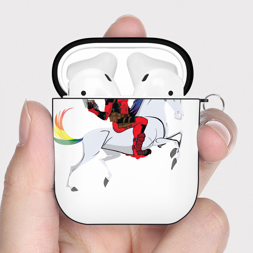 （画像用） Deadpool デッドプール AirPods 第2世代保護ケース ハードシェル ブラック 耐衝撃・防指紋・カラビナ付き