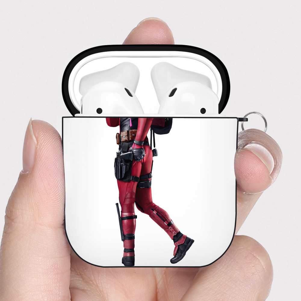 （画像用） Deadpool デッドプール AirPods 第2世代保護ケース ハードシェル ブラック 耐衝撃・防指紋・カラビナ付き