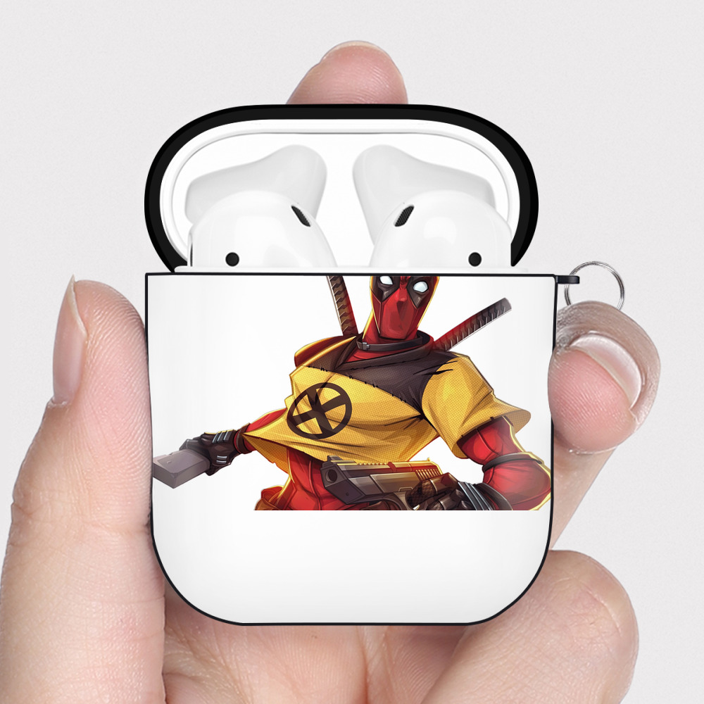 （画像用） Deadpool デッドプール AirPods 第2世代保護ケース ハードシェル ブラック 耐衝撃・防指紋・カラビナ付き