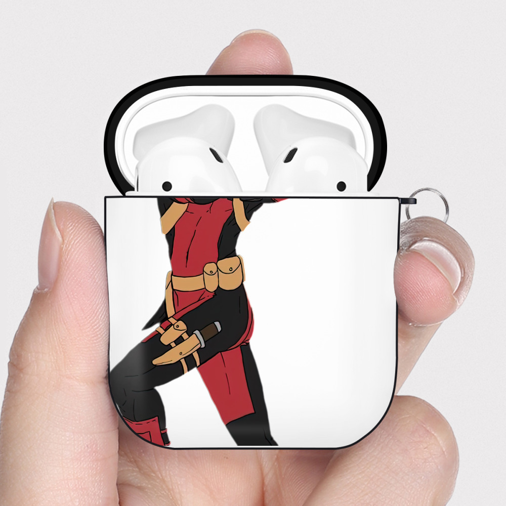 （画像用） Deadpool デッドプール AirPods 第2世代保護ケース ハードシェル ブラック 耐衝撃・防指紋・カラビナ付き
