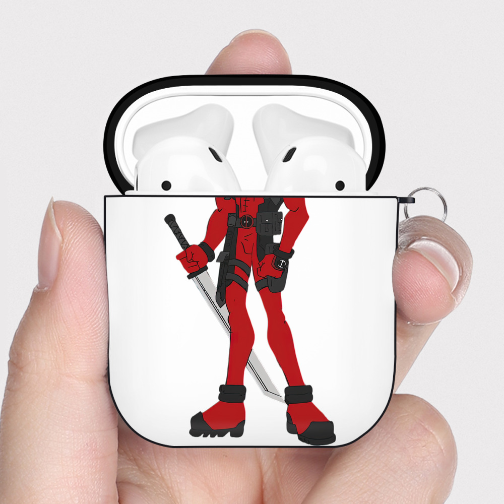 （画像用） Deadpool デッドプール AirPods 第2世代保護ケース ハードシェル ブラック 耐衝撃・防指紋・カラビナ付き