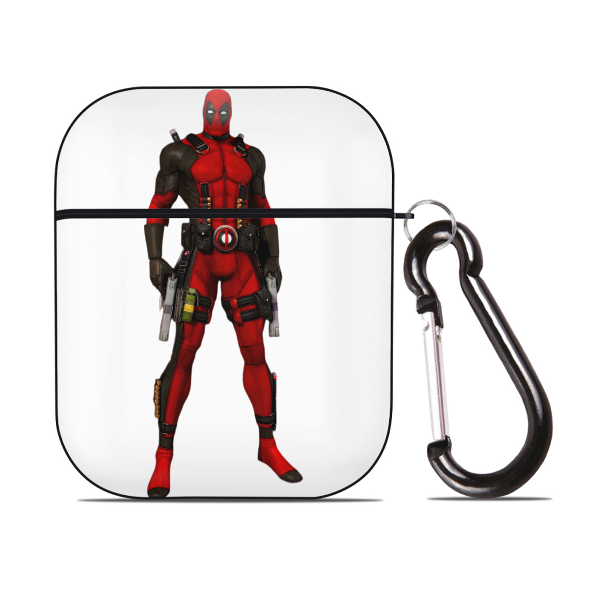 （画像用） Deadpool デッドプール AirPods 第2世代保護ケース ハードシェル ブラック 耐衝撃・防指紋・カラビナ付き