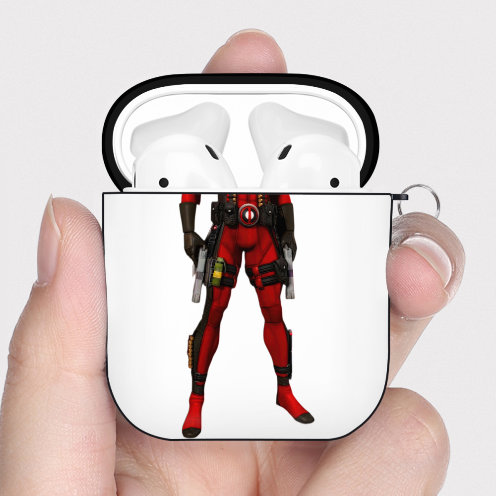 （画像用） Deadpool デッドプール AirPods 第2世代保護ケース ハードシェル ブラック 耐衝撃・防指紋・カラビナ付き