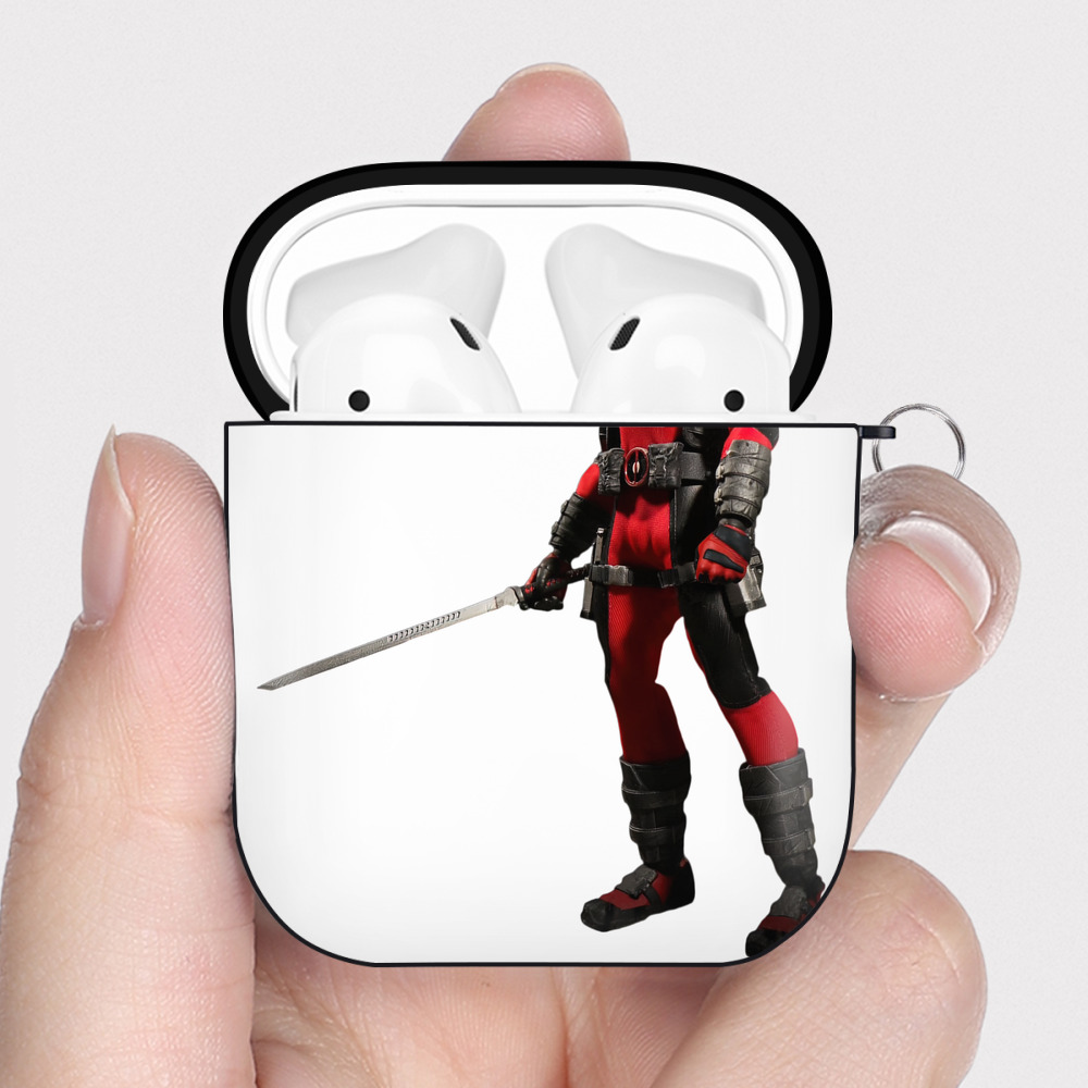 （画像用） Deadpool デッドプール AirPods 第2世代保護ケース ハードシェル ブラック 耐衝撃・防指紋・カラビナ付き