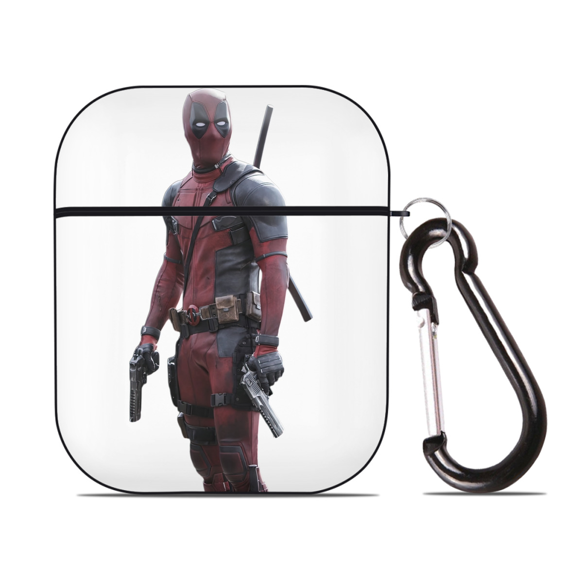 （画像用） Deadpool デッドプール AirPods 第2世代保護ケース ハードシェル ブラック 耐衝撃・防指紋・カラビナ付き