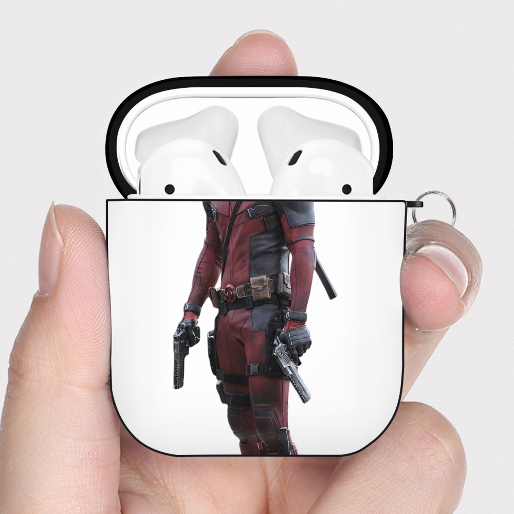 （画像用） Deadpool デッドプール AirPods 第2世代保護ケース ハードシェル ブラック 耐衝撃・防指紋・カラビナ付き