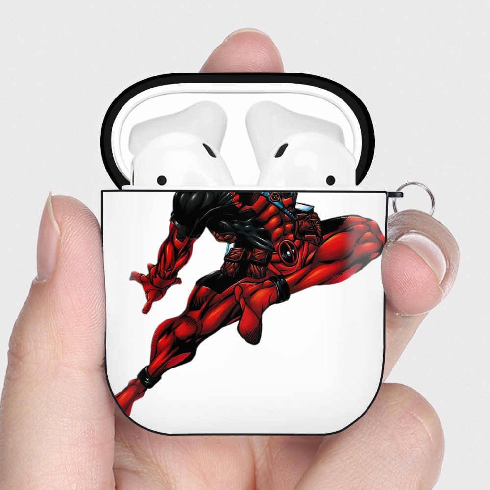 （画像用） Deadpool デッドプール AirPods 第2世代保護ケース ハードシェル ブラック 耐衝撃・防指紋・カラビナ付き