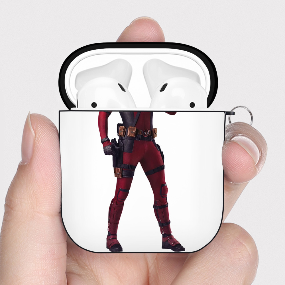 （画像用） Deadpool デッドプール AirPods 第2世代保護ケース ハードシェル ブラック 耐衝撃・防指紋・カラビナ付き