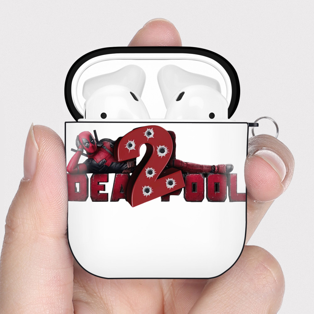 （画像用） Deadpool デッドプール AirPods 第2世代保護ケース ハードシェル ブラック 耐衝撃・防指紋・カラビナ付き