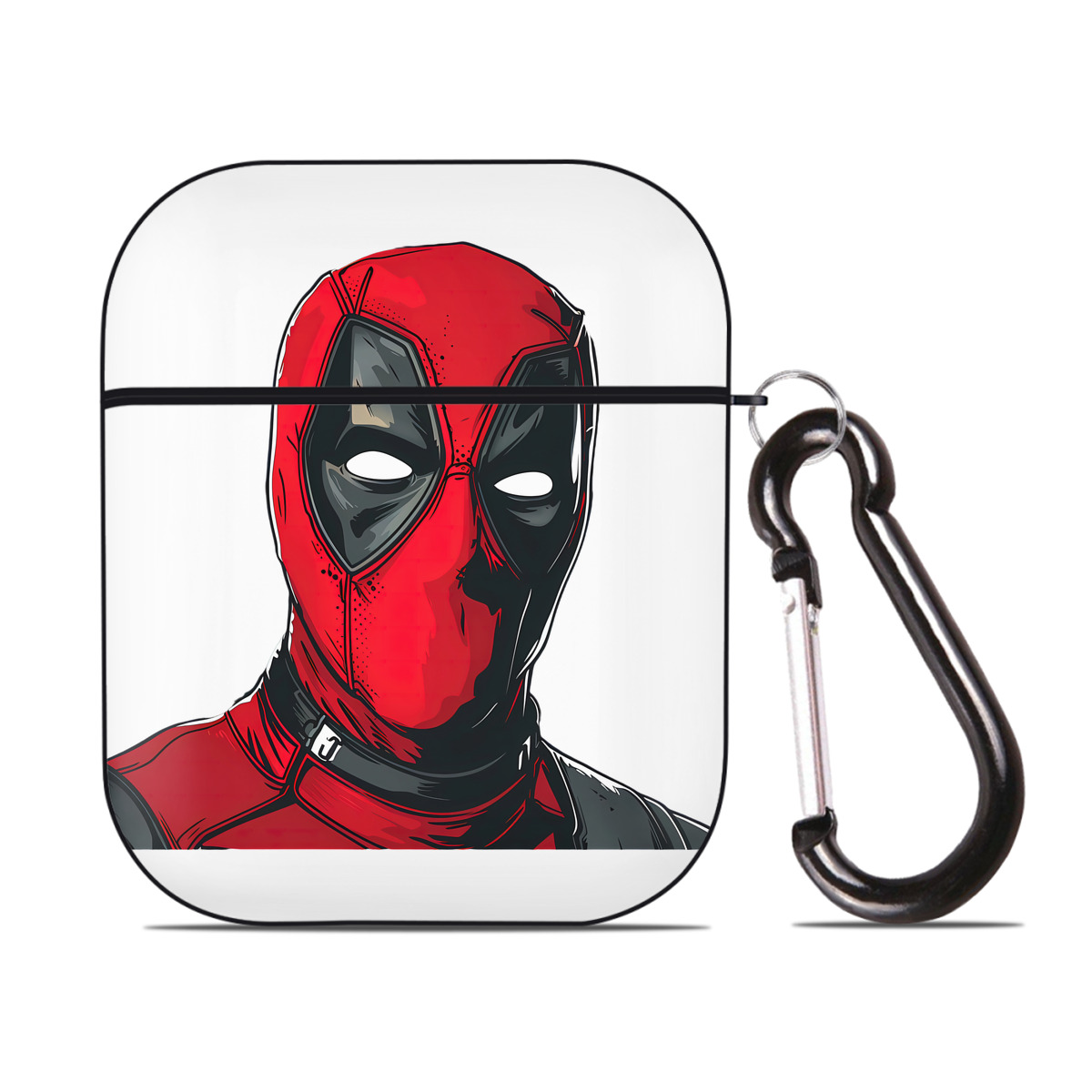 （画像用） Deadpool デッドプール AirPods 第2世代保護ケース ハードシェル ブラック 耐衝撃・防指紋・カラビナ付き