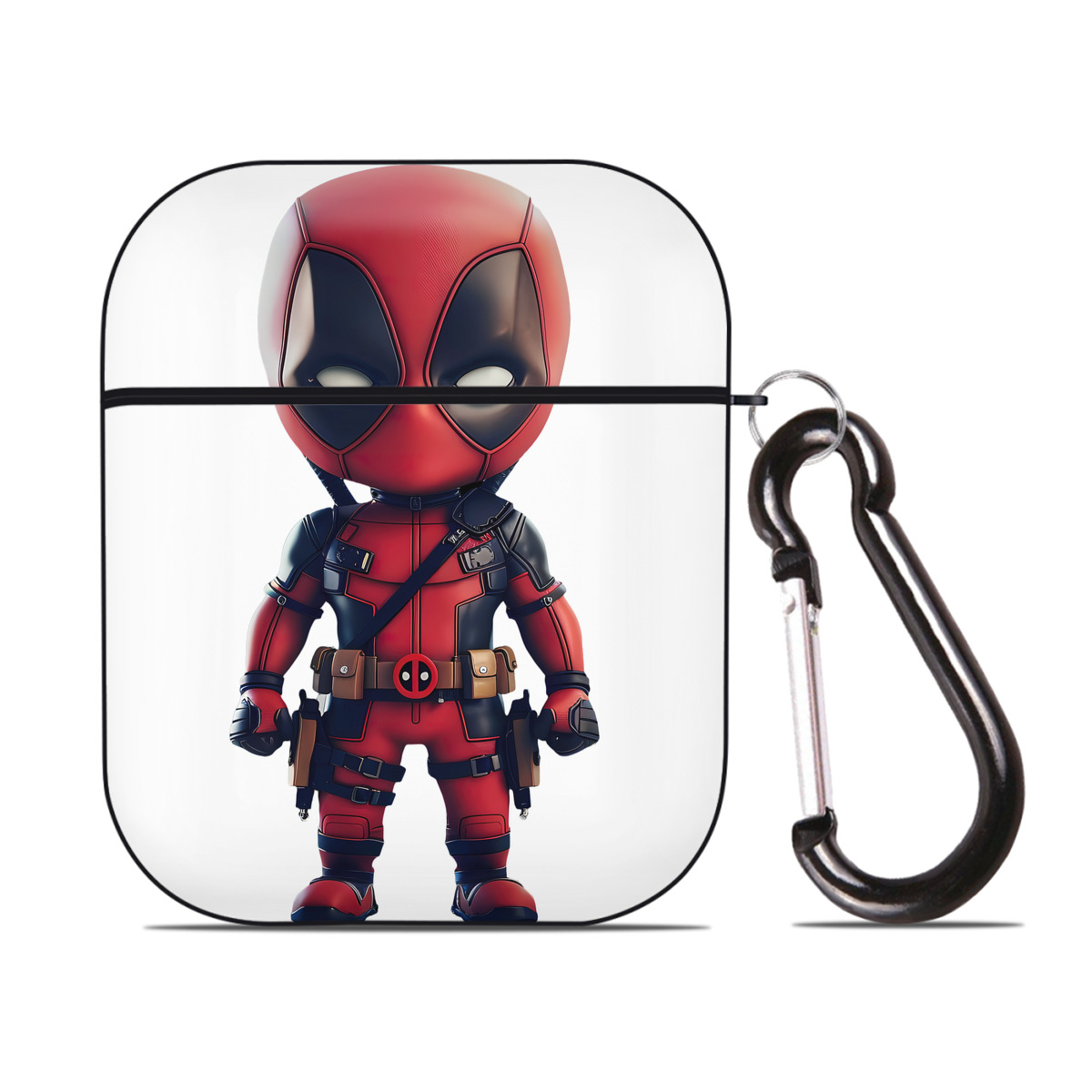（画像用） Deadpool デッドプール AirPods 第2世代保護ケース ハードシェル ブラック 耐衝撃・防指紋・カラビナ付き