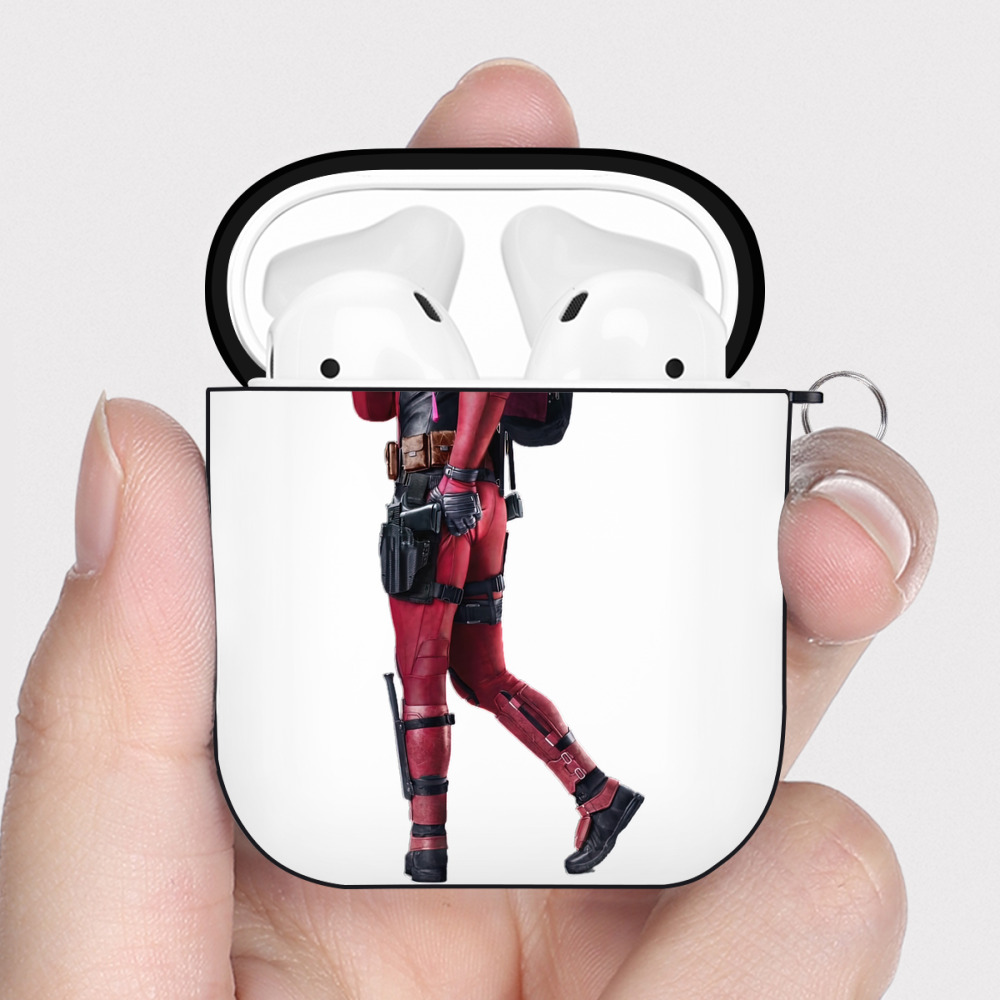 （画像用） Deadpool デッドプール AirPods 第2世代保護ケース ハードシェル ブラック 耐衝撃・防指紋・カラビナ付き