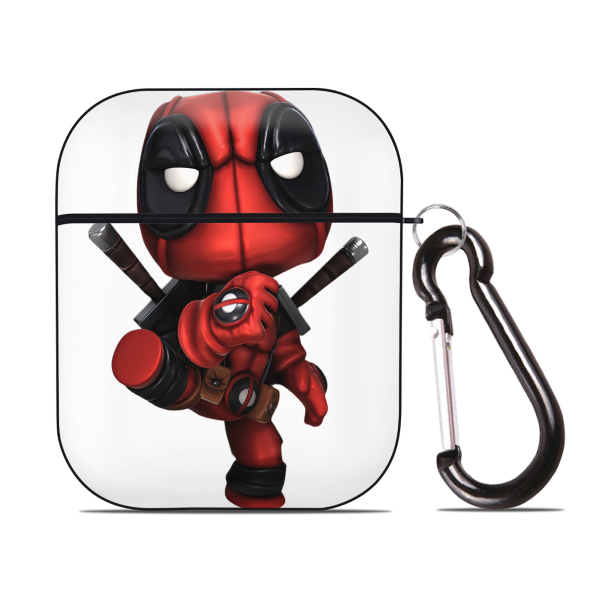 （画像用） Deadpool デッドプール AirPods 第2世代保護ケース ハードシェル ブラック 耐衝撃・防指紋・カラビナ付き