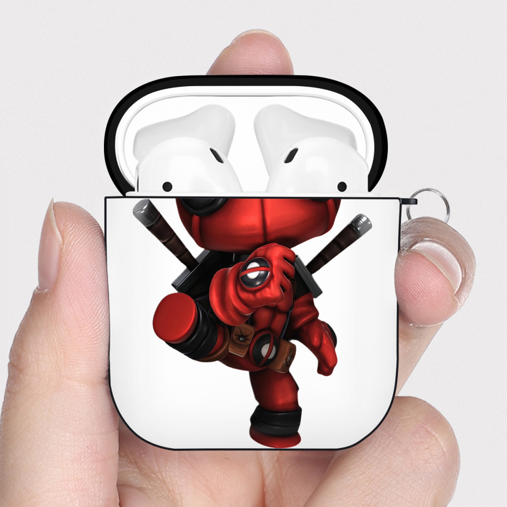 （画像用） Deadpool デッドプール AirPods 第2世代保護ケース ハードシェル ブラック 耐衝撃・防指紋・カラビナ付き