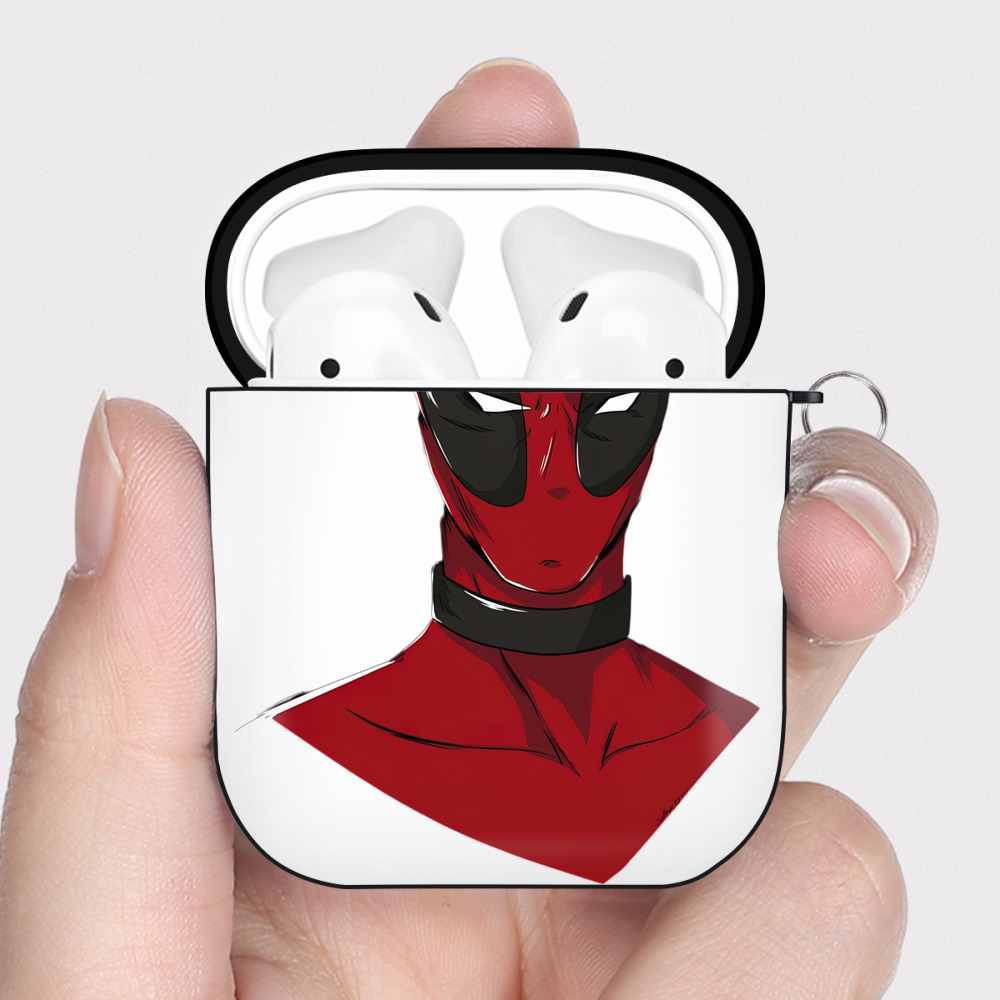 （画像用） Deadpool デッドプール AirPods 第2世代保護ケース ハードシェル ブラック 耐衝撃・防指紋・カラビナ付き