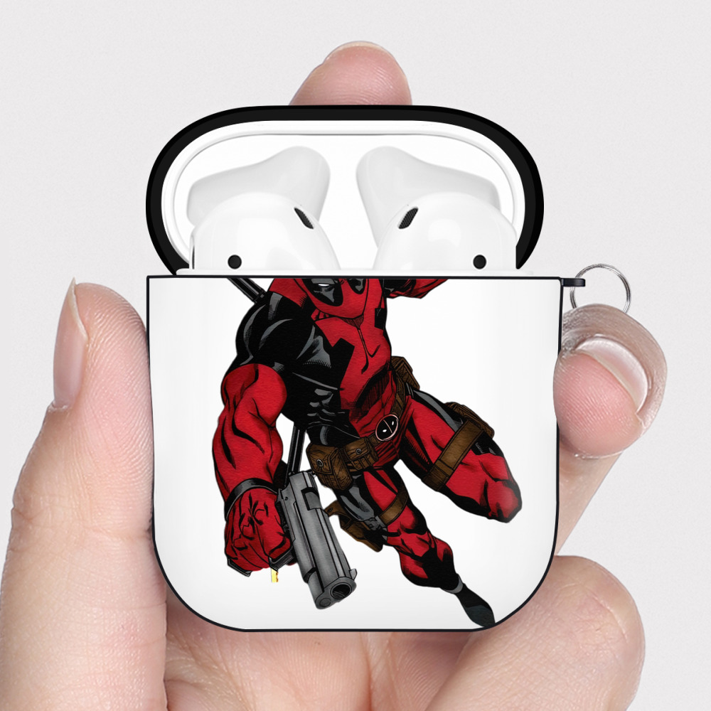 （画像用） Deadpool デッドプール AirPods 第2世代保護ケース ハードシェル ブラック 耐衝撃・防指紋・カラビナ付き