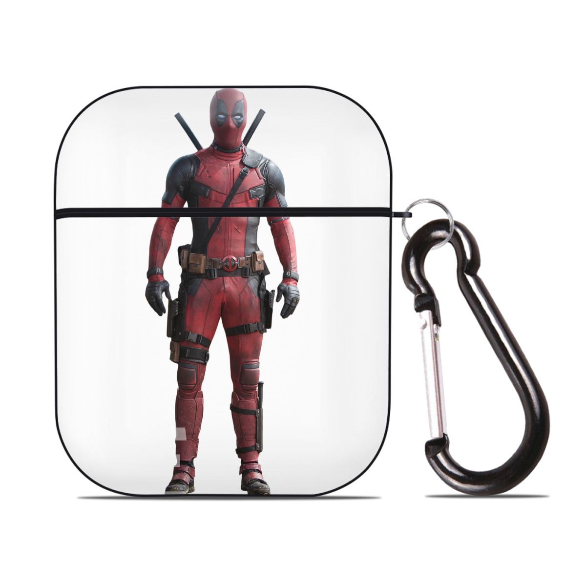 （画像用） Deadpool デッドプール AirPods 第2世代保護ケース ハードシェル ブラック 耐衝撃・防指紋・カラビナ付き