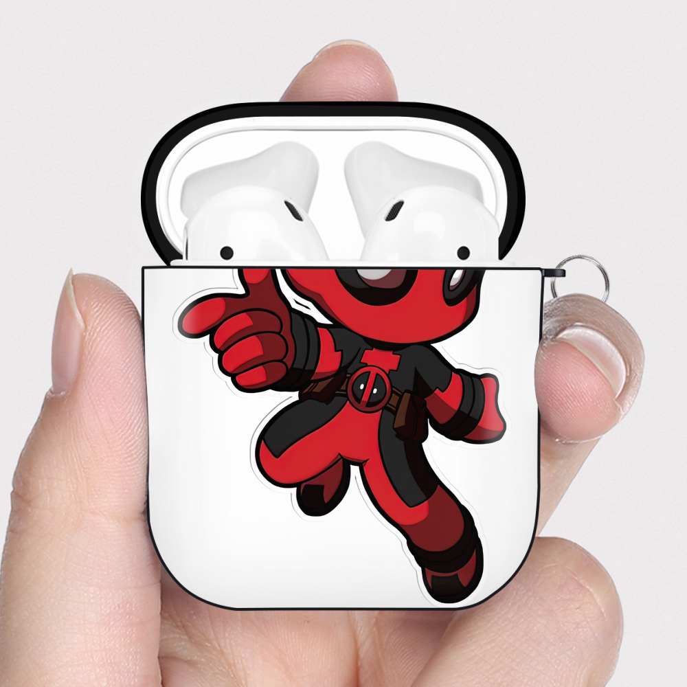 （画像用） Deadpool デッドプール AirPods 第2世代保護ケース ハードシェル ブラック 耐衝撃・防指紋・カラビナ付き
