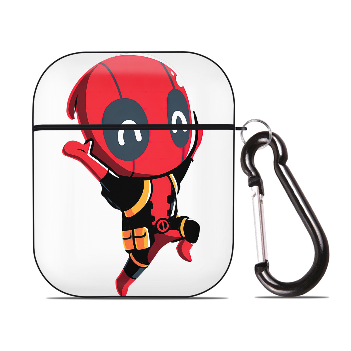 （画像用） Deadpool デッドプール AirPods 第2世代保護ケース ハードシェル ブラック 耐衝撃・防指紋・カラビナ付き
