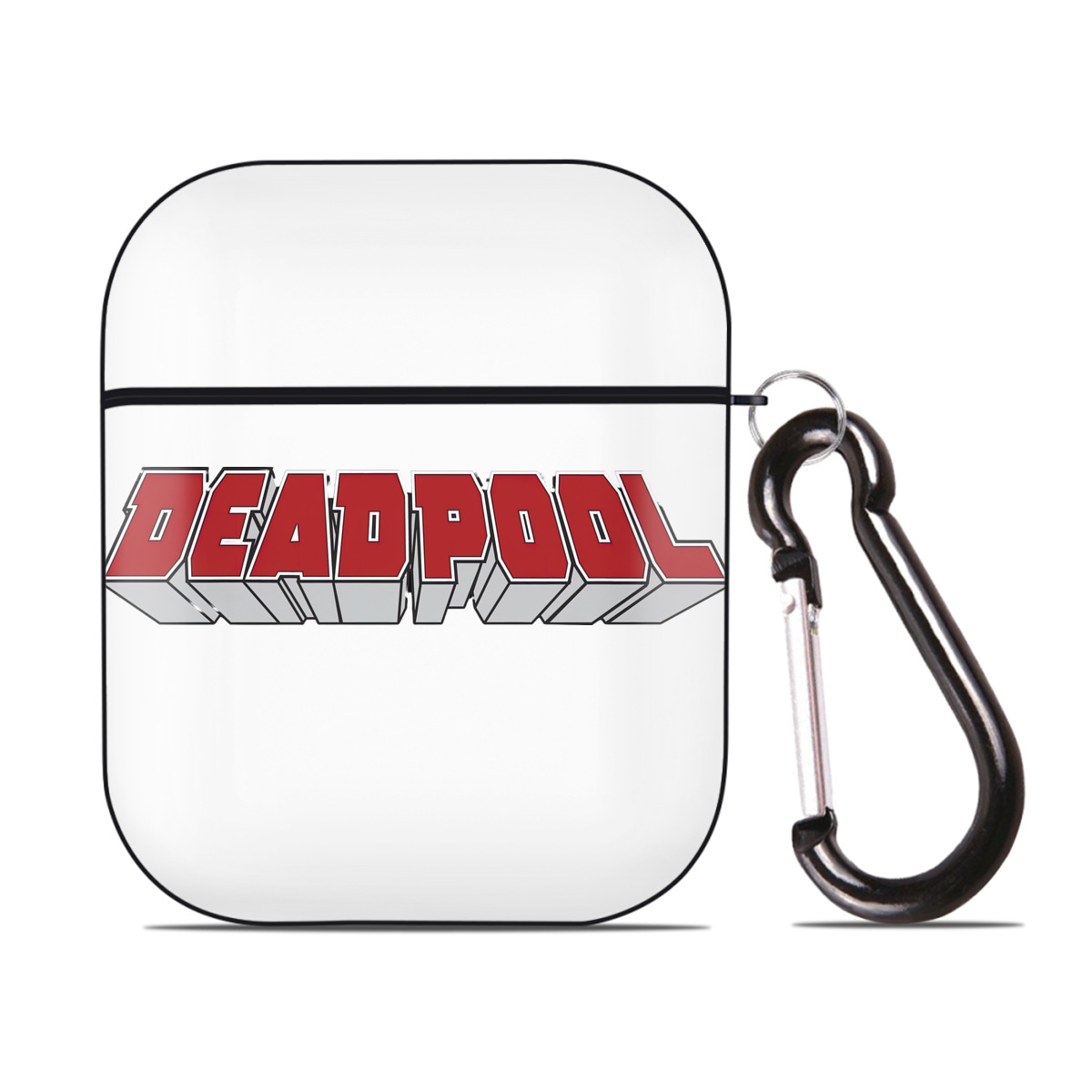 （画像用） Deadpool デッドプール AirPods 第2世代保護ケース ハードシェル ブラック 耐衝撃・防指紋・カラビナ付き