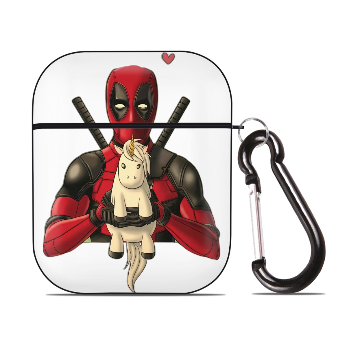 （画像用） Deadpool デッドプール AirPods 第2世代保護ケース ハードシェル ブラック 耐衝撃・防指紋・カラビナ付き