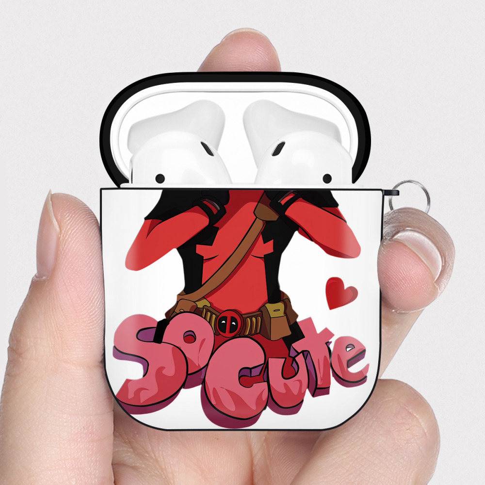 （画像用） Deadpool デッドプール AirPods 第2世代保護ケース ハードシェル ブラック 耐衝撃・防指紋・カラビナ付き