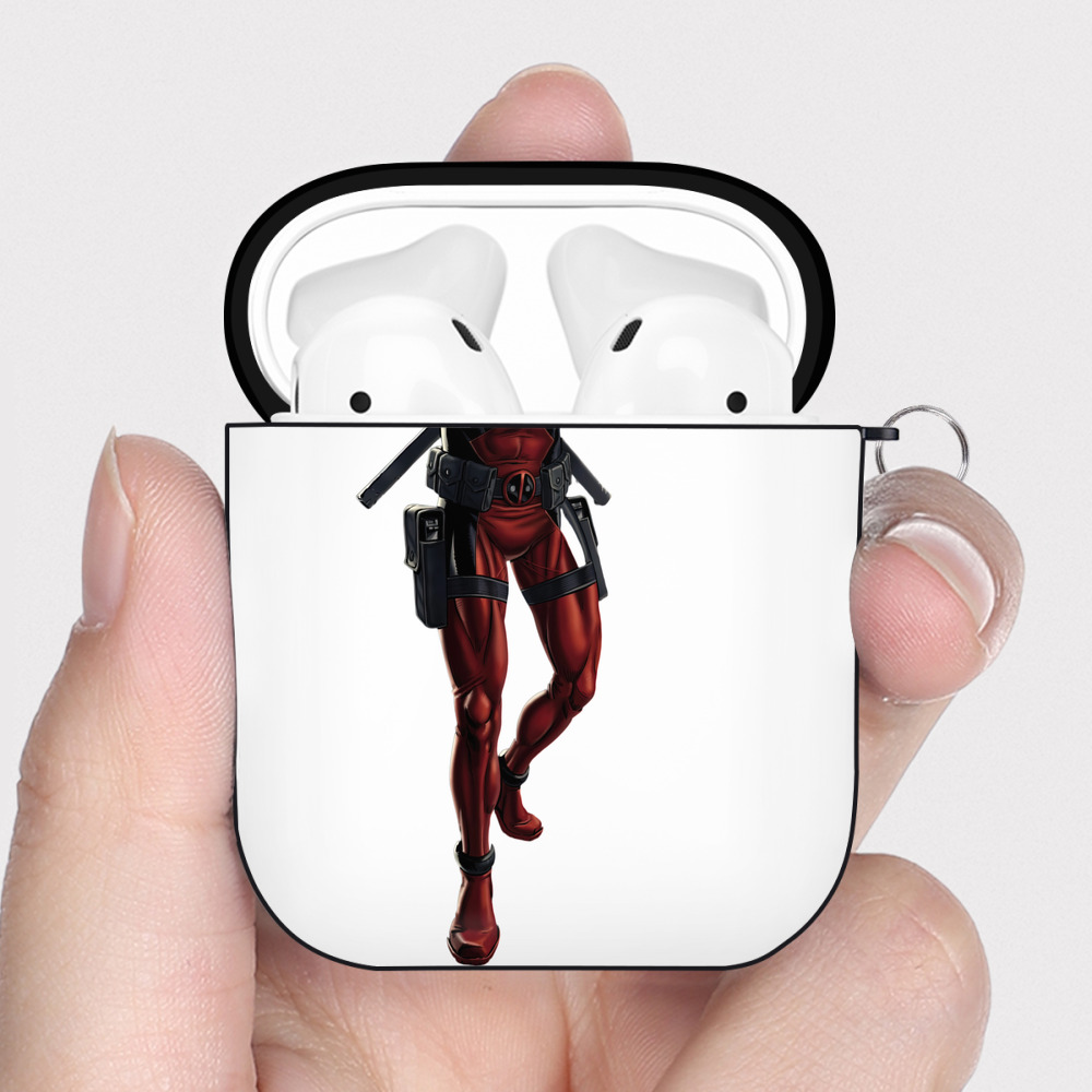 （画像用） Deadpool デッドプール AirPods 第2世代保護ケース ハードシェル ブラック 耐衝撃・防指紋・カラビナ付き
