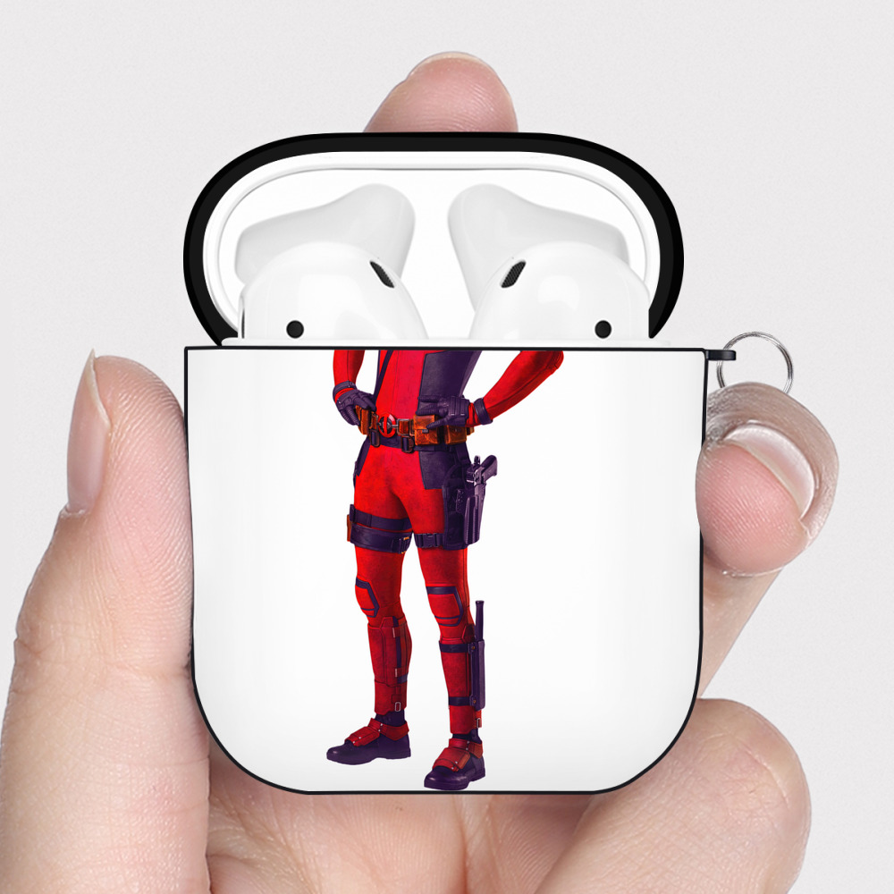 （画像用） Deadpool デッドプール AirPods 第2世代保護ケース ハードシェル ブラック 耐衝撃・防指紋・カラビナ付き