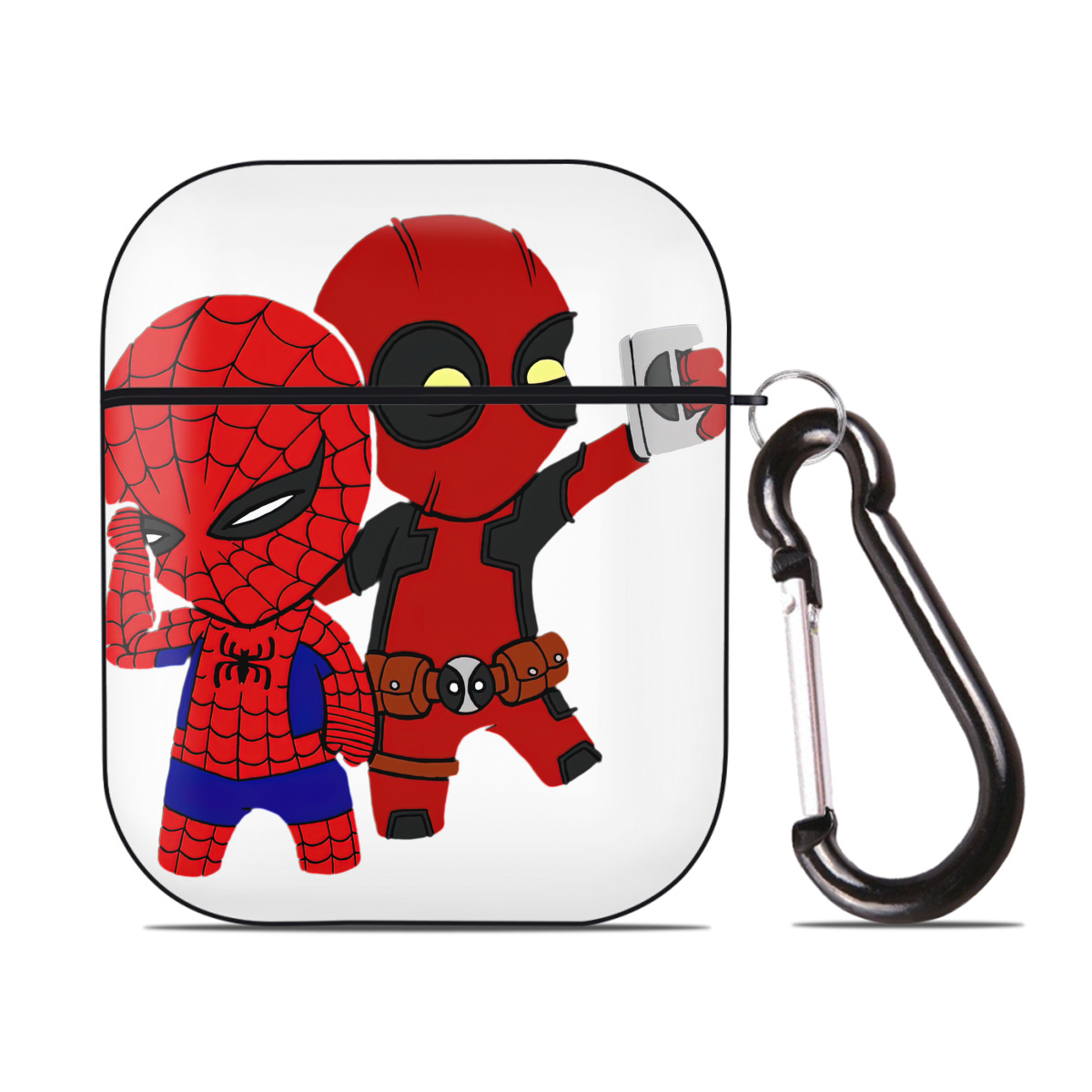 （画像用） Deadpool デッドプール AirPods 第2世代保護ケース ハードシェル ブラック 耐衝撃・防指紋・カラビナ付き