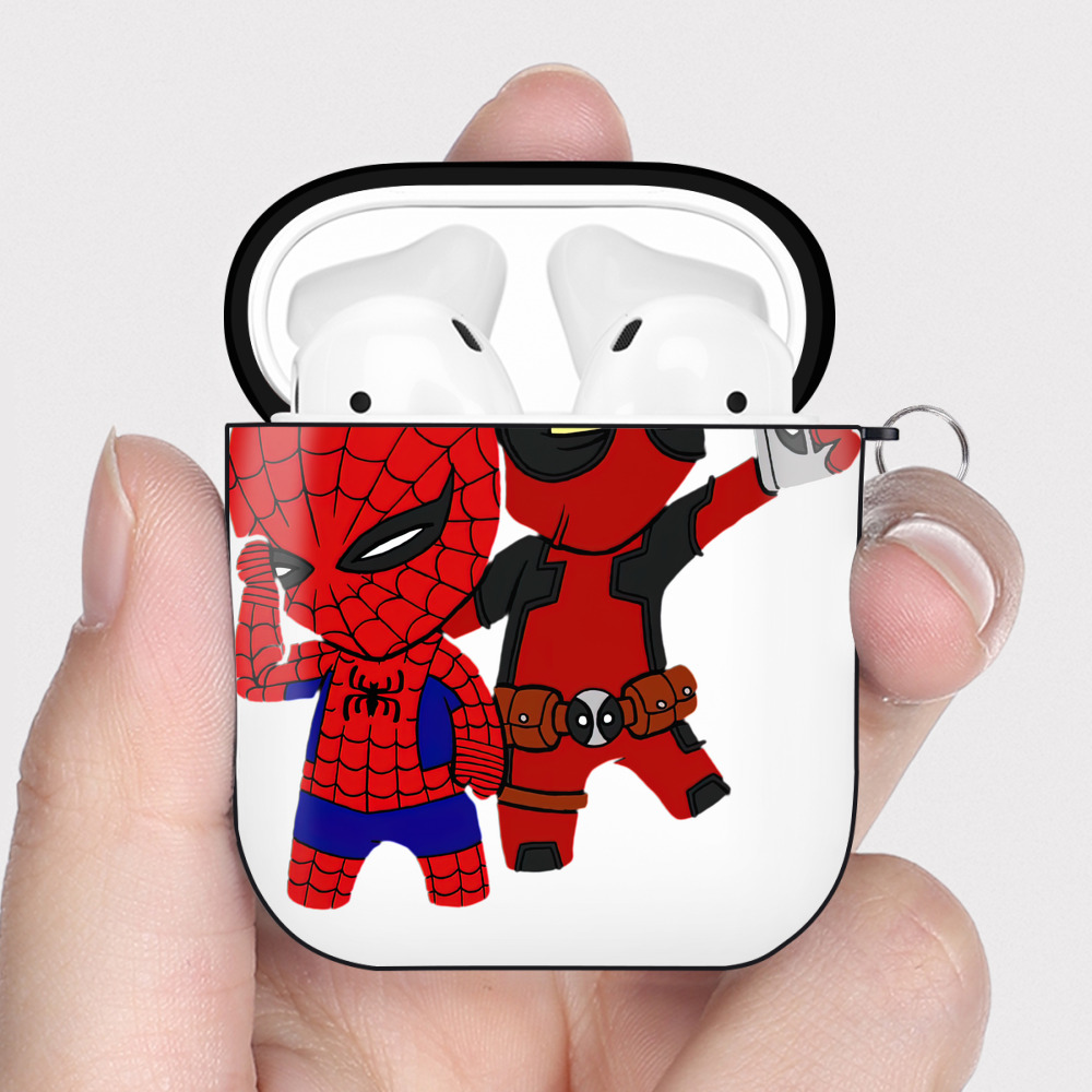 （画像用） Deadpool デッドプール AirPods 第2世代保護ケース ハードシェル ブラック 耐衝撃・防指紋・カラビナ付き