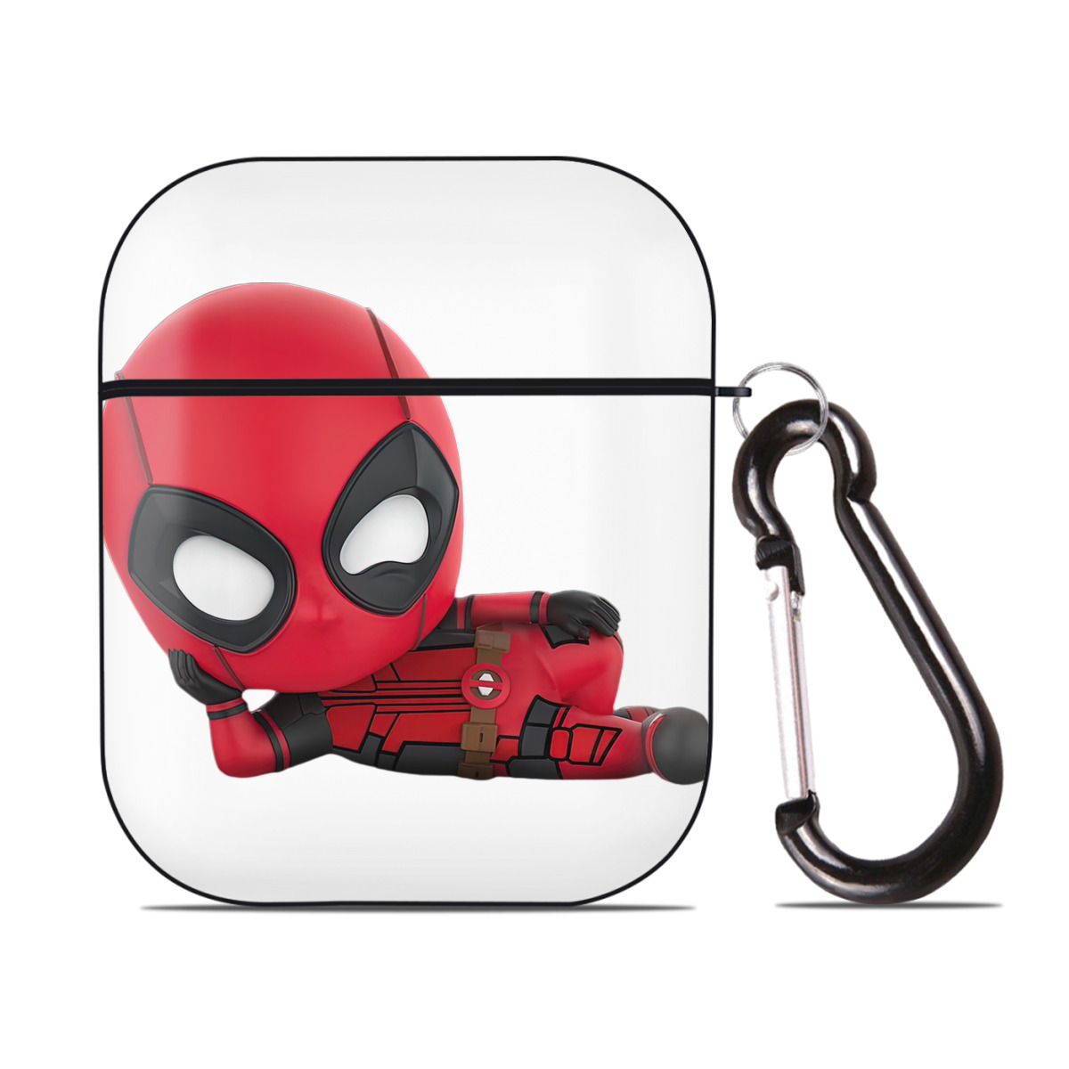 （画像用） Deadpool デッドプール AirPods 第2世代保護ケース ハードシェル ブラック 耐衝撃・防指紋・カラビナ付き