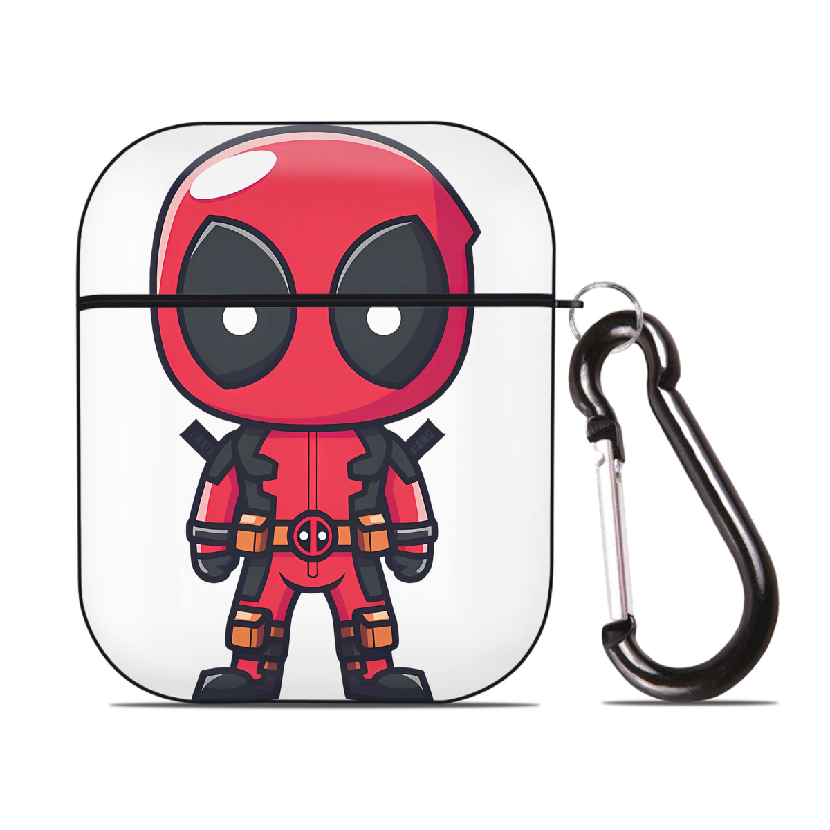 （画像用） Deadpool デッドプール AirPods 第2世代保護ケース ハードシェル ブラック 耐衝撃・防指紋・カラビナ付き
