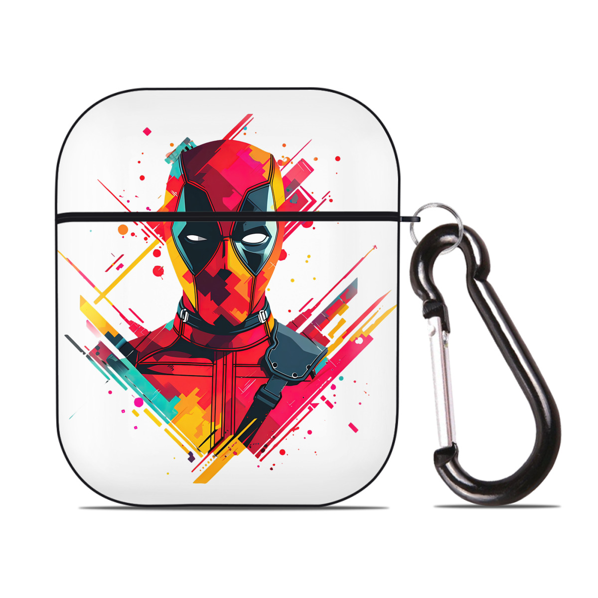 （画像用） Deadpool デッドプール AirPods 第2世代保護ケース ハードシェル ブラック 耐衝撃・防指紋・カラビナ付き