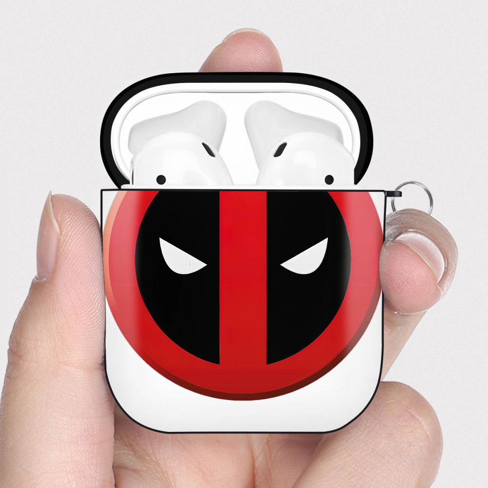 （画像用） Deadpool デッドプール AirPods 第2世代保護ケース ハードシェル ブラック 耐衝撃・防指紋・カラビナ付き