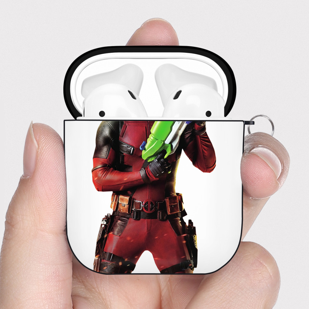 （画像用） Deadpool デッドプール AirPods 第2世代保護ケース ハードシェル ブラック 耐衝撃・防指紋・カラビナ付き