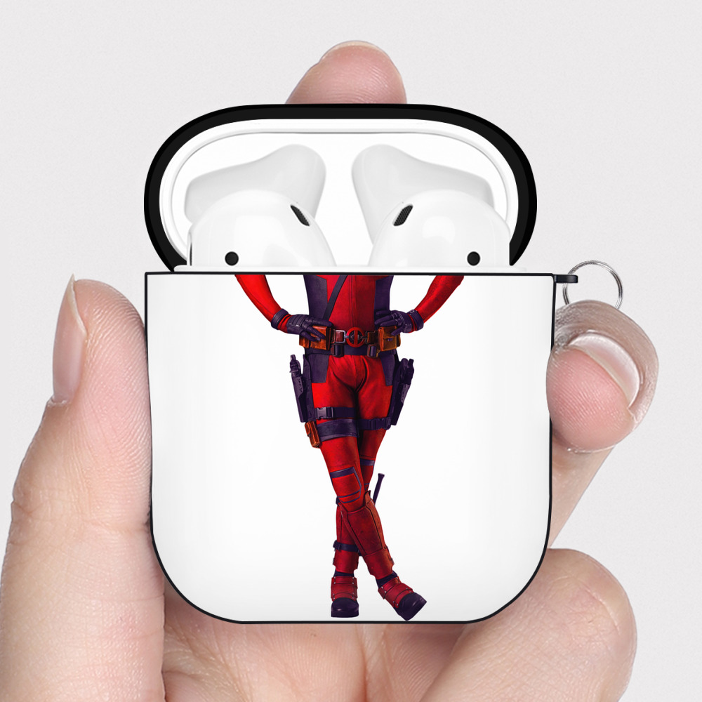 （画像用） Deadpool デッドプール AirPods 第2世代保護ケース ハードシェル ブラック 耐衝撃・防指紋・カラビナ付き