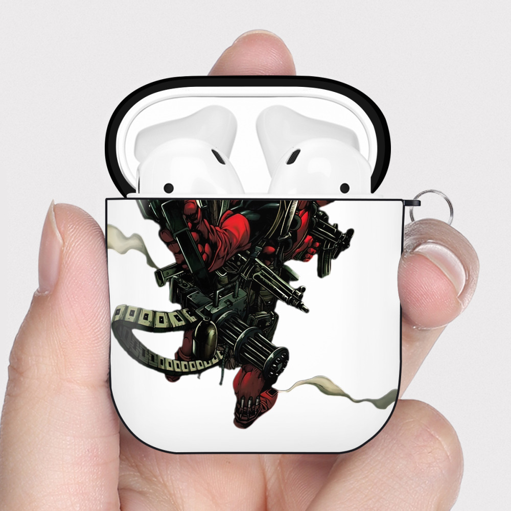 （画像用） Deadpool デッドプール AirPods 第2世代保護ケース ハードシェル ブラック 耐衝撃・防指紋・カラビナ付き