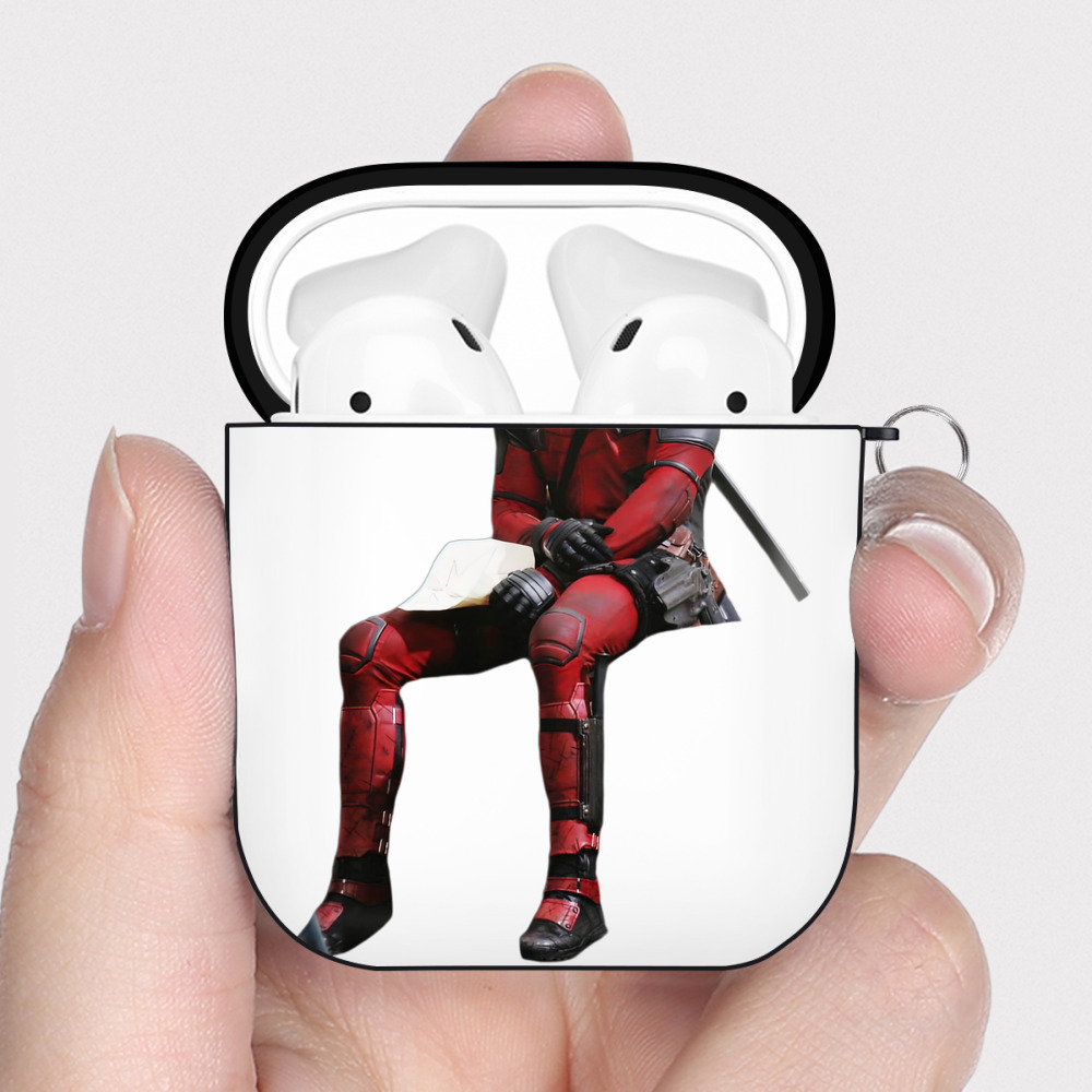 （画像用） Deadpool デッドプール AirPods 第2世代保護ケース ハードシェル ブラック 耐衝撃・防指紋・カラビナ付き