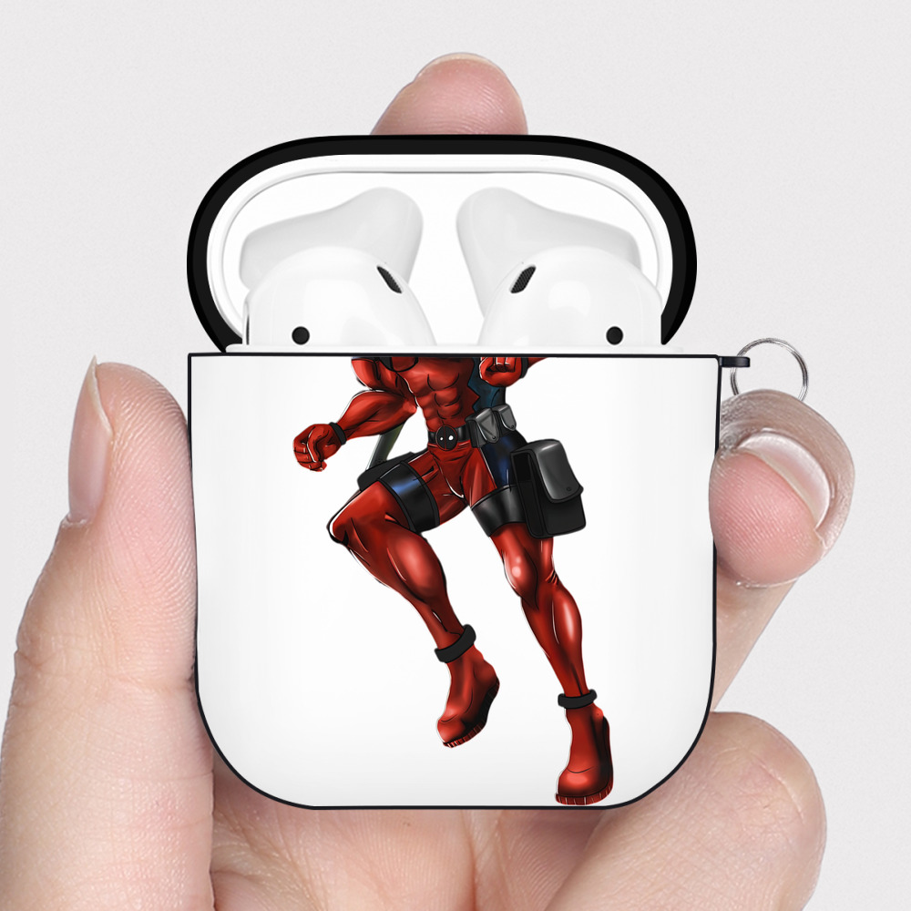 （画像用） Deadpool デッドプール AirPods 第2世代保護ケース ハードシェル ブラック 耐衝撃・防指紋・カラビナ付き
