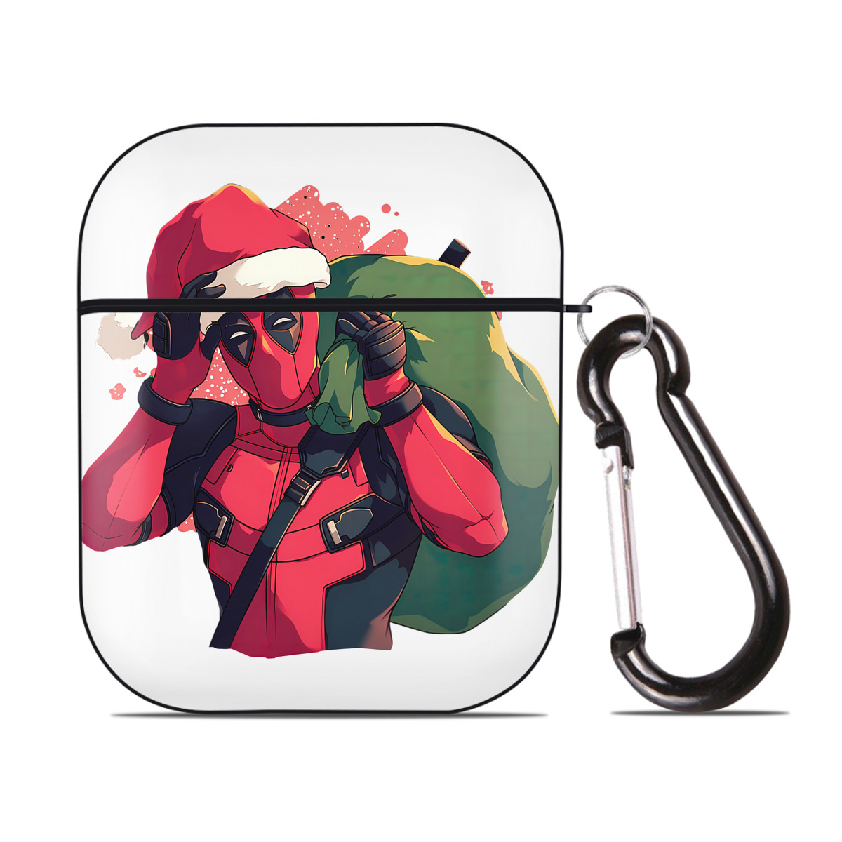 （画像用） Deadpool デッドプール AirPods 第2世代保護ケース ハードシェル ブラック 耐衝撃・防指紋・カラビナ付き