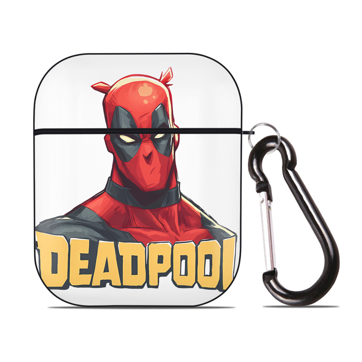 （画像用） Deadpool デッドプール AirPods 第2世代保護ケース ハードシェル ブラック 耐衝撃・防指紋・カラビナ付き