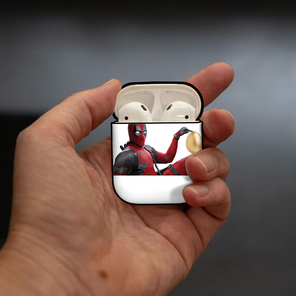 Deadpool デッドプール AirPods 第2世代保護ケース ハードシェル ブラック 耐衝撃・防指紋・カラビナ付き