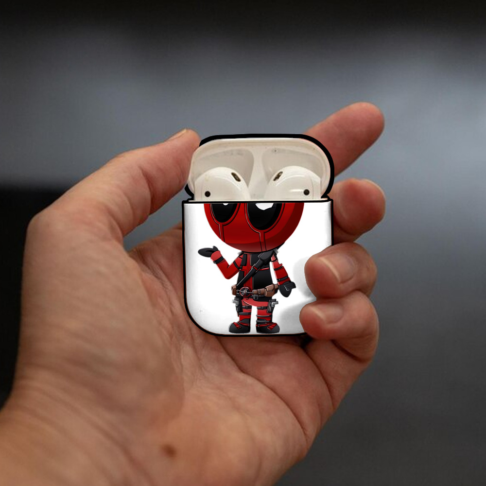 Deadpool デッドプール AirPods 第2世代保護ケース ハードシェル ブラック 耐衝撃・防指紋・カラビナ付き