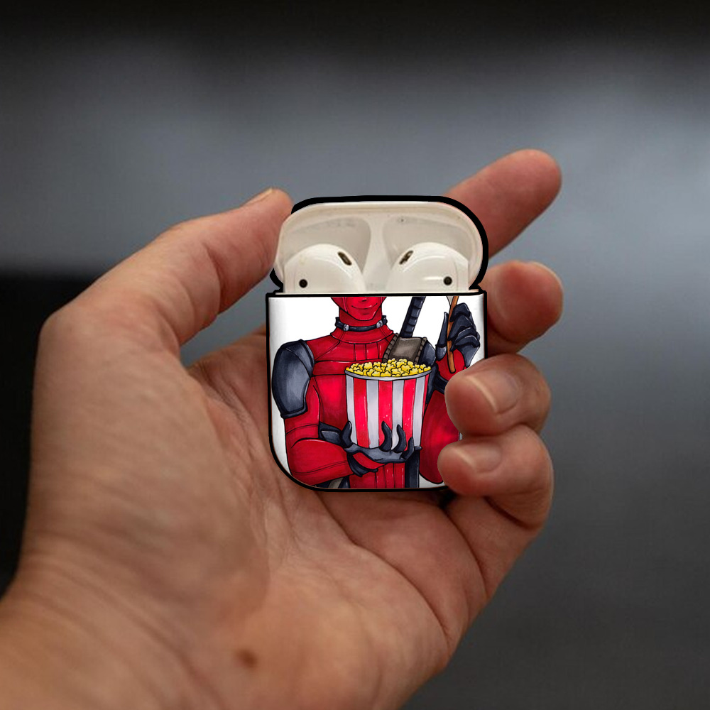 Deadpool デッドプール AirPods 第2世代保護ケース ハードシェル ブラック 耐衝撃・防指紋・カラビナ付き