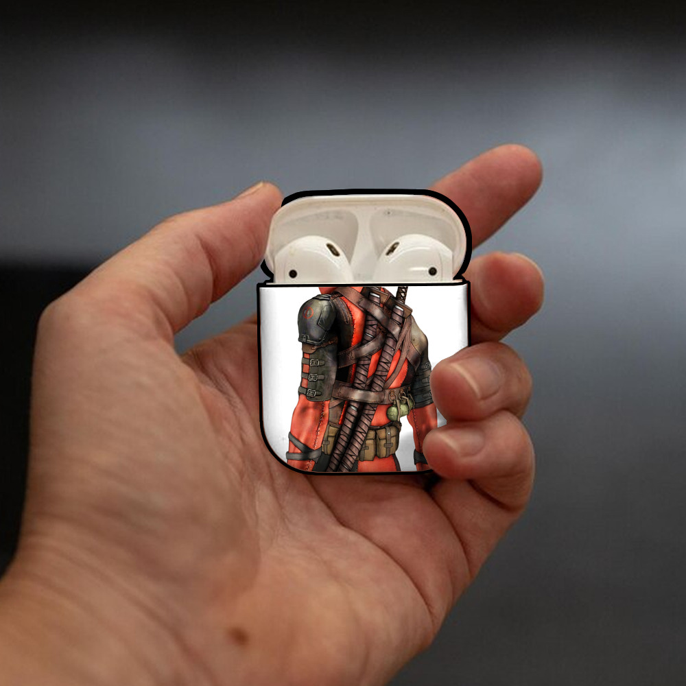 Deadpool デッドプール AirPods 第2世代保護ケース ハードシェル ブラック 耐衝撃・防指紋・カラビナ付き